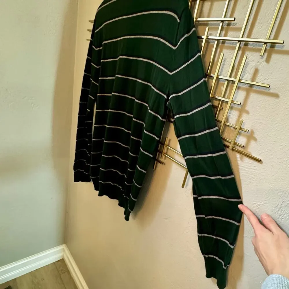 Polo Ralph Lauren Green Striped Pima Cotton Crewneck Sweater M
